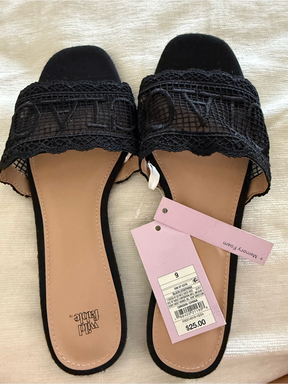Wild Fable Black Lace Slide Sandals